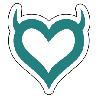 Heart With Horns Sticker (Turquoise)